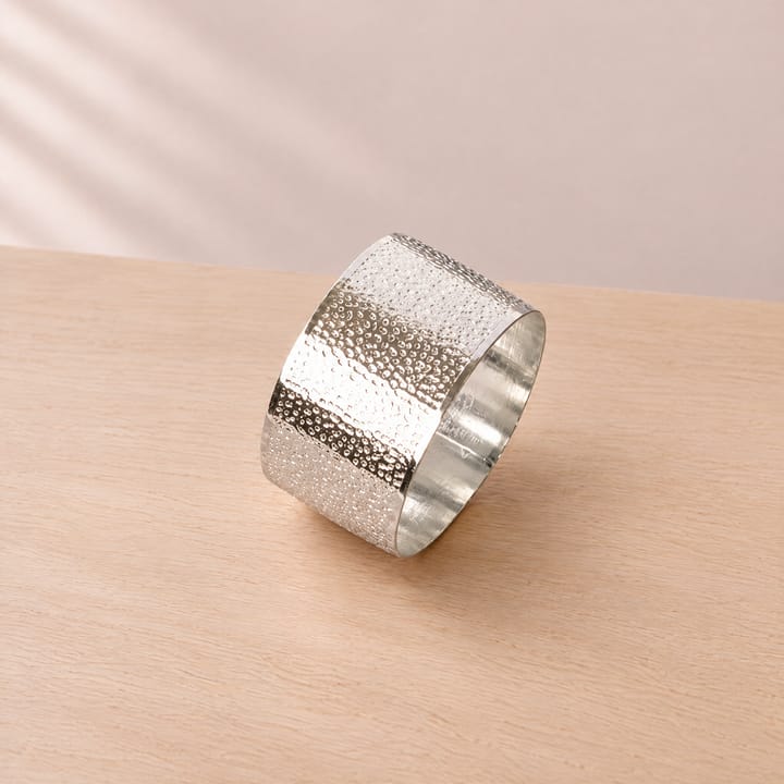 The Hammered Metal Napkin Ring, Silver beaded stripe