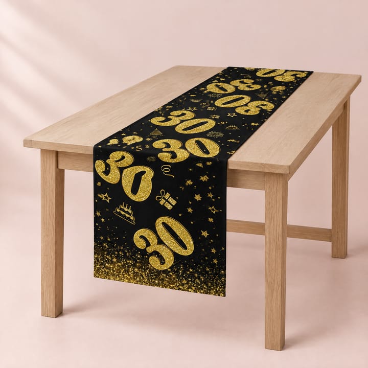The Numbered Birthday Table Runner, Black gold 30