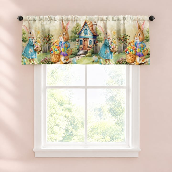 The Easter Bunny Village Valance, Bunny village