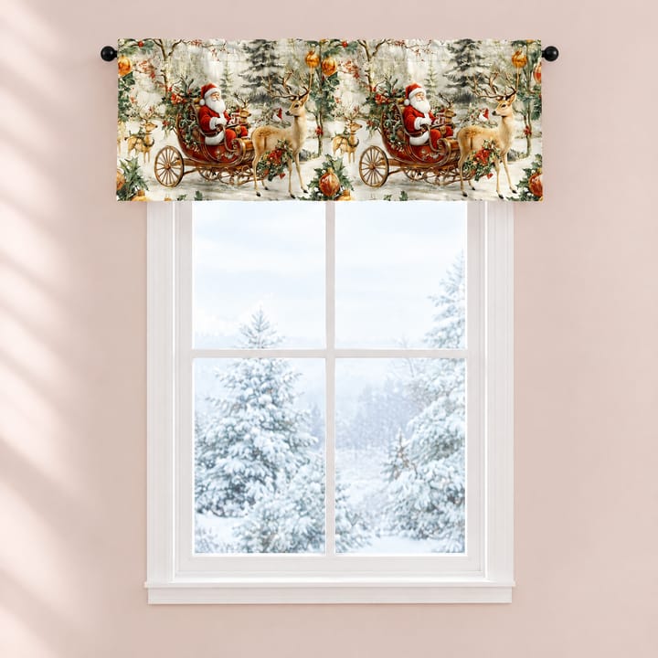 The Christmas Print Window Valance, Santa sleigh with reindeer