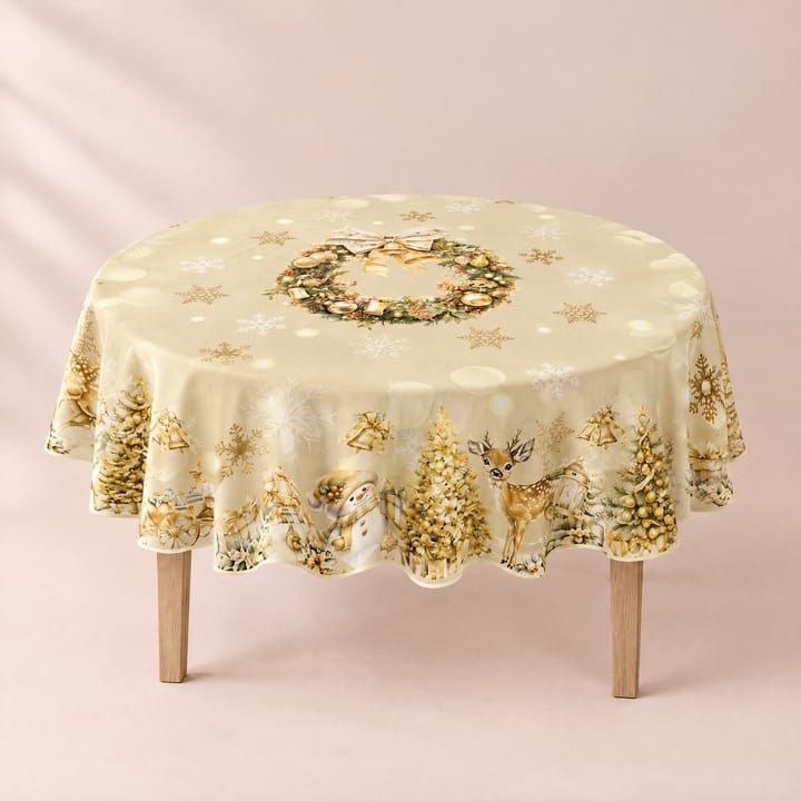 The Gold Wreath Christmas Tablecloth