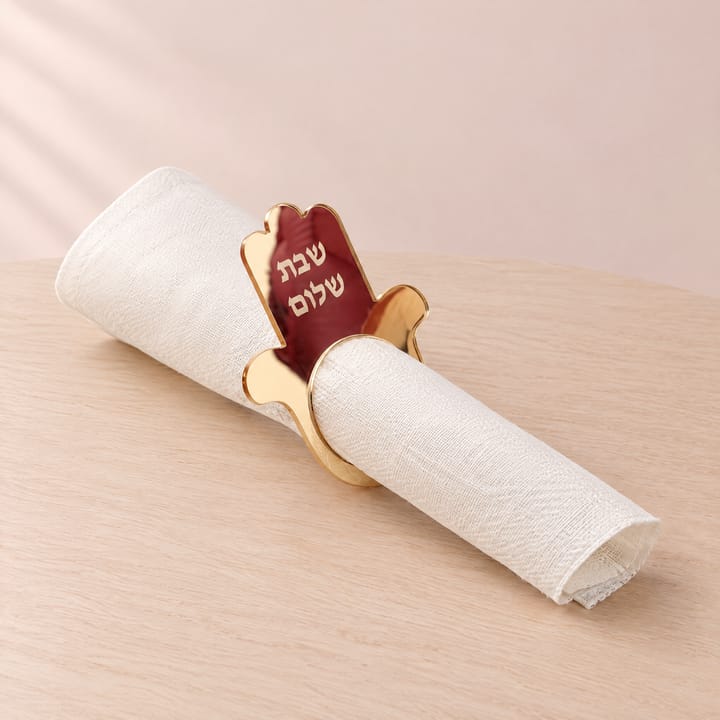 The Hamsa Mirror Napkin Ring Set