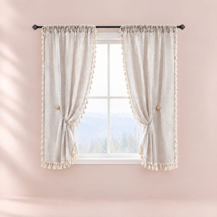 The Rainbow Stripe Short Sheer Cafe Curtain, Gray