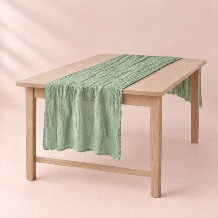 The Wrinkle Gauze Table Runner, Sage green