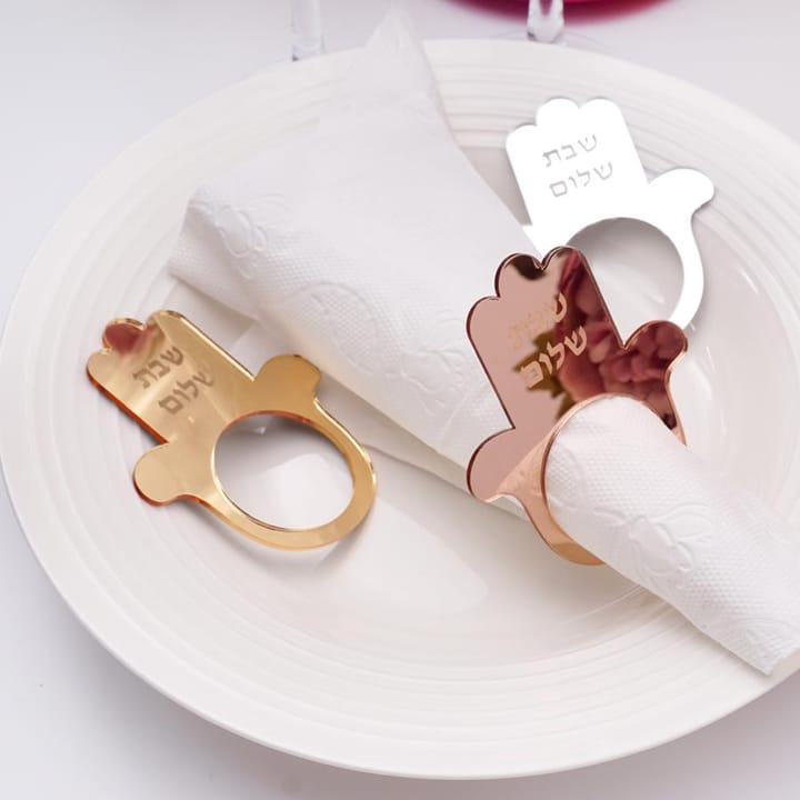 The Hamsa Mirror Napkin Ring Set