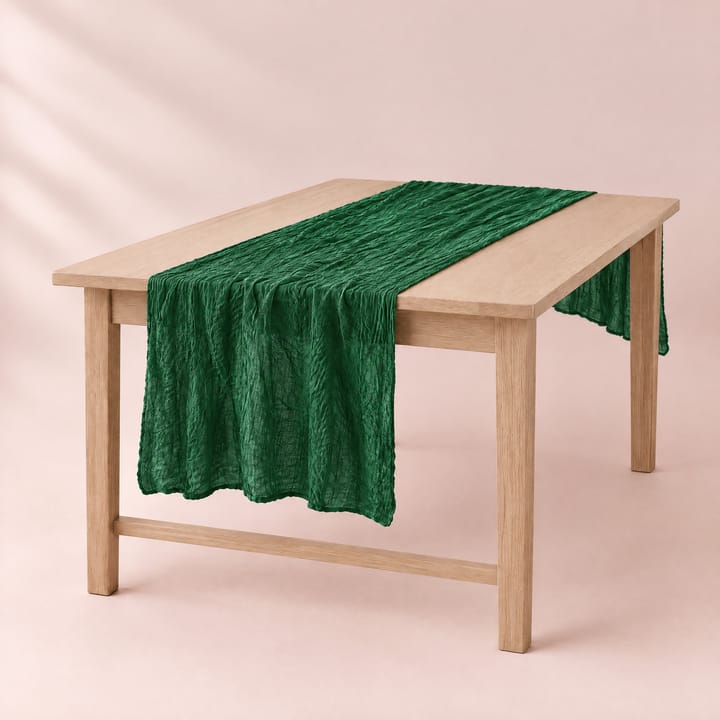 The Wrinkle Gauze Table Runner, Dark green