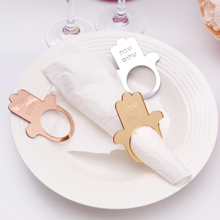 The Hamsa Mirror Napkin Ring Set
