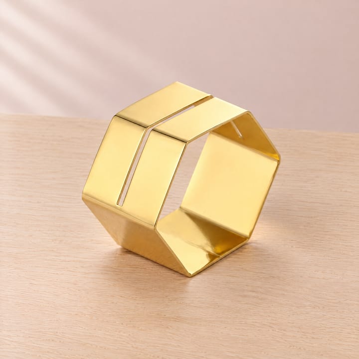 The Hammered Metal Napkin Ring, Gold geometric