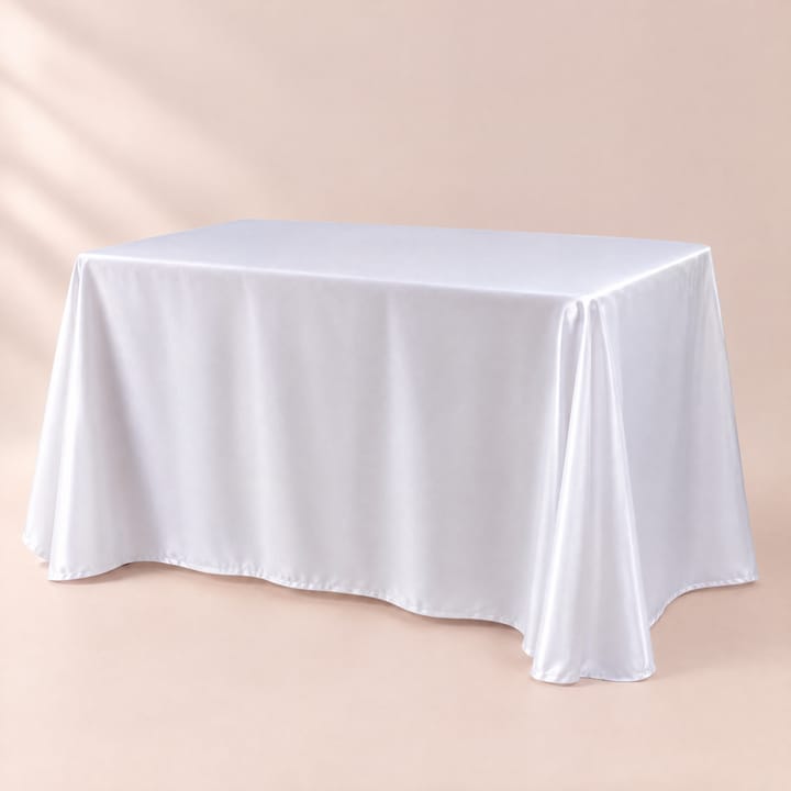 The Smooth Satin Rectangle Table Cover, White