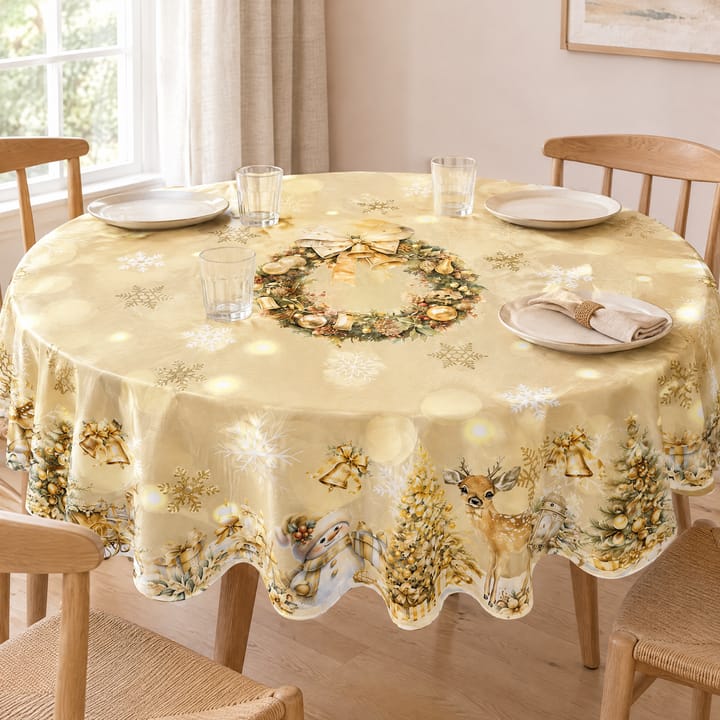 The Gold Wreath Christmas Tablecloth