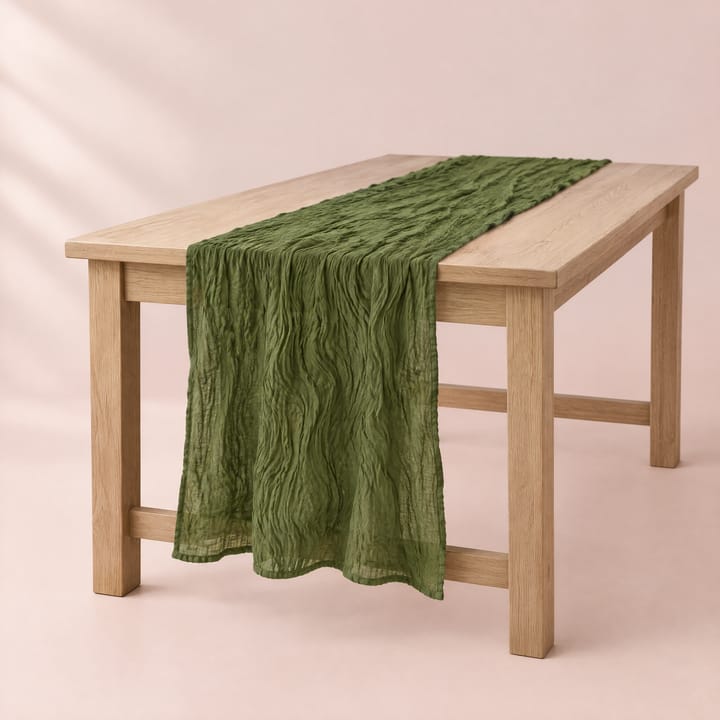 The Crinkled Gauze Table Runner, Army green