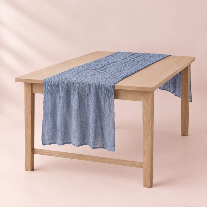 The Wrinkle Gauze Table Runner, Dusty blue