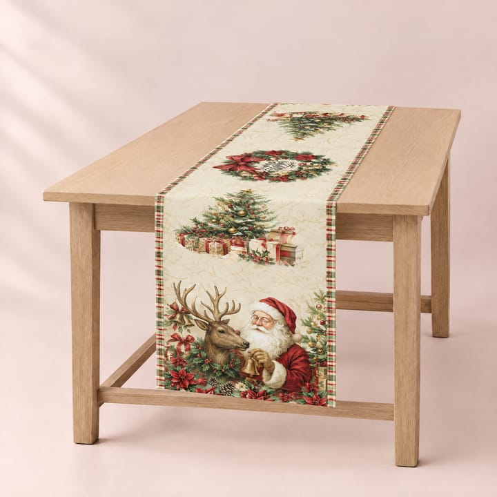 The Christmas Wreath Table Runner, Beige tree