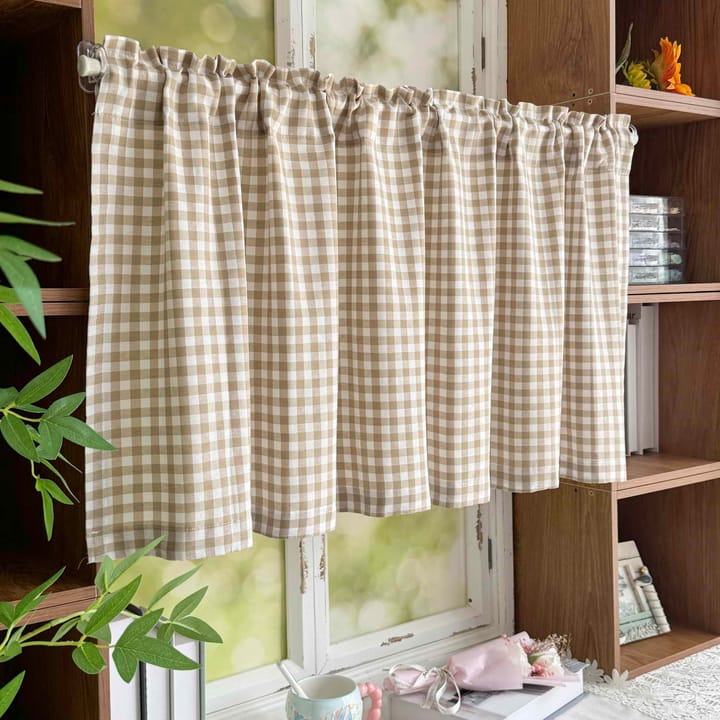 The Apricot Plaid Cafe Curtain, Apricot