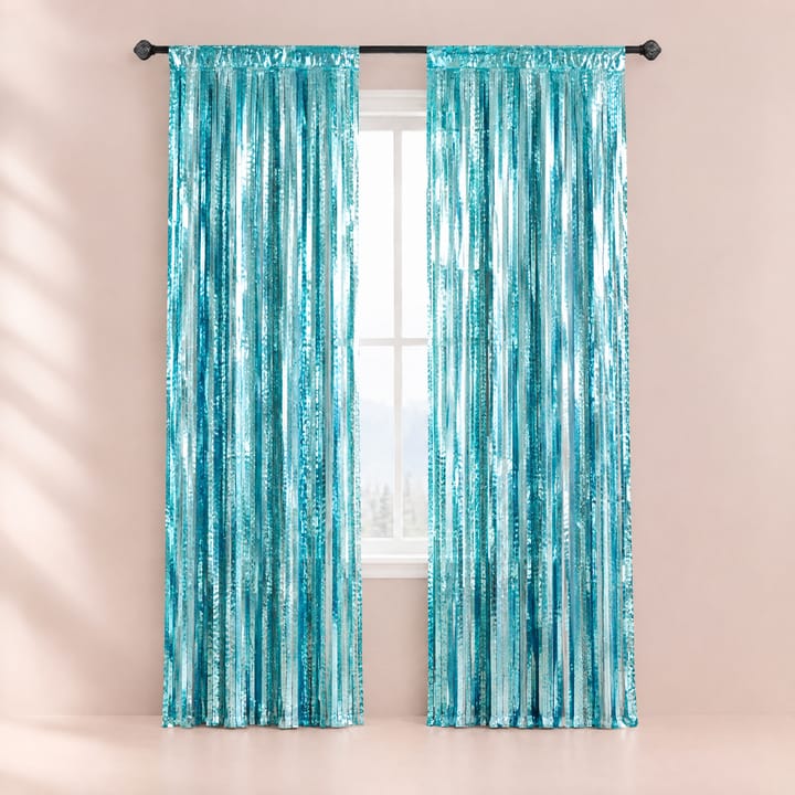 The Tinsel Foil Fringe Curtain, Light blue