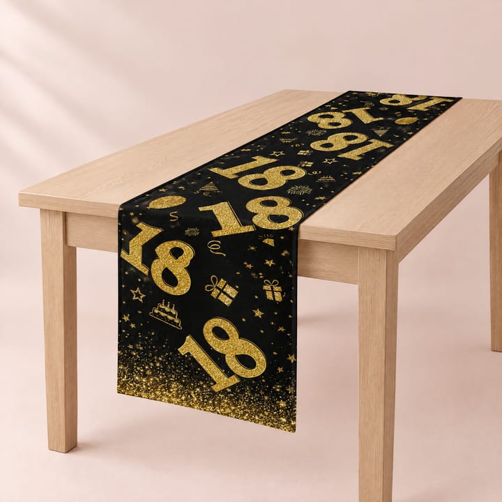The Numbered Birthday Table Runner, Black gold 18