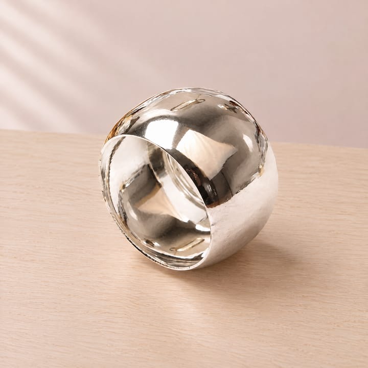 The Hammered Metal Napkin Ring, Silver floral engraved