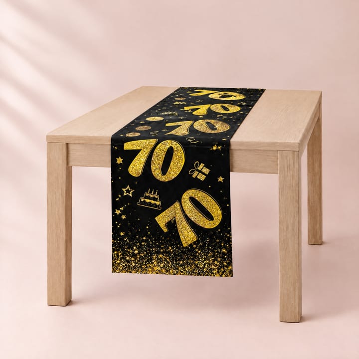 The Numbered Birthday Table Runner, Black gold 70