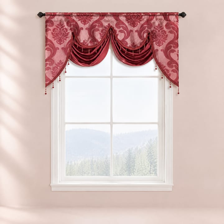 The Floral Jacquard Window Valance, Red