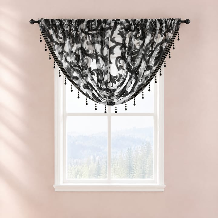 The Beaded Waterfall Jacquard Valance, Black