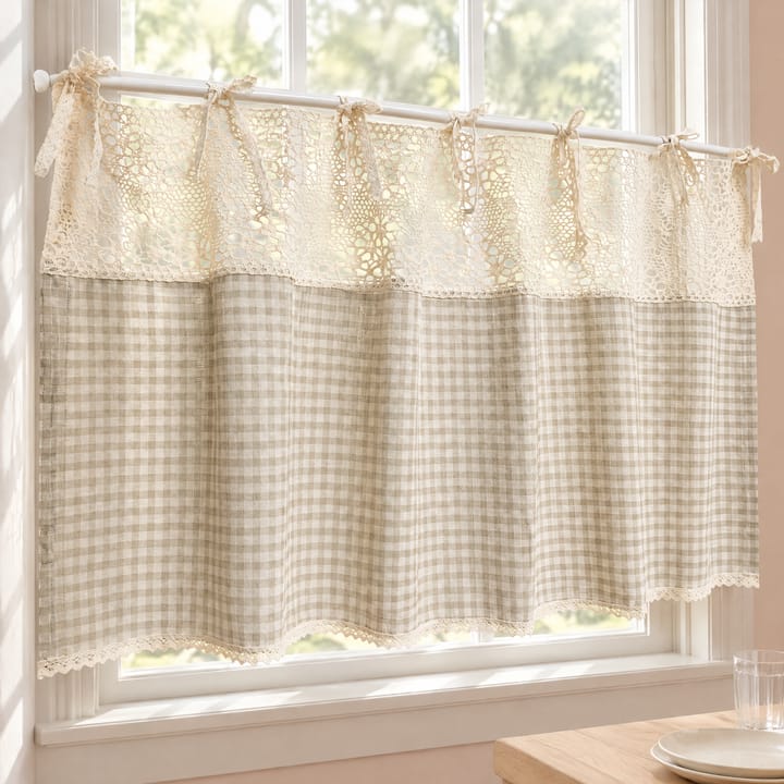 The Tie Top Gauze Cafe Curtain