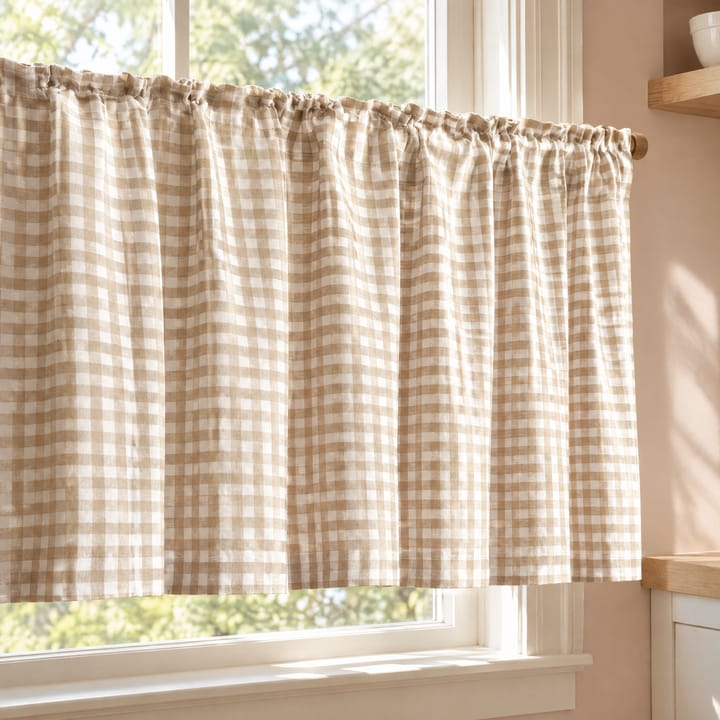 The Apricot Plaid Cafe Curtain
