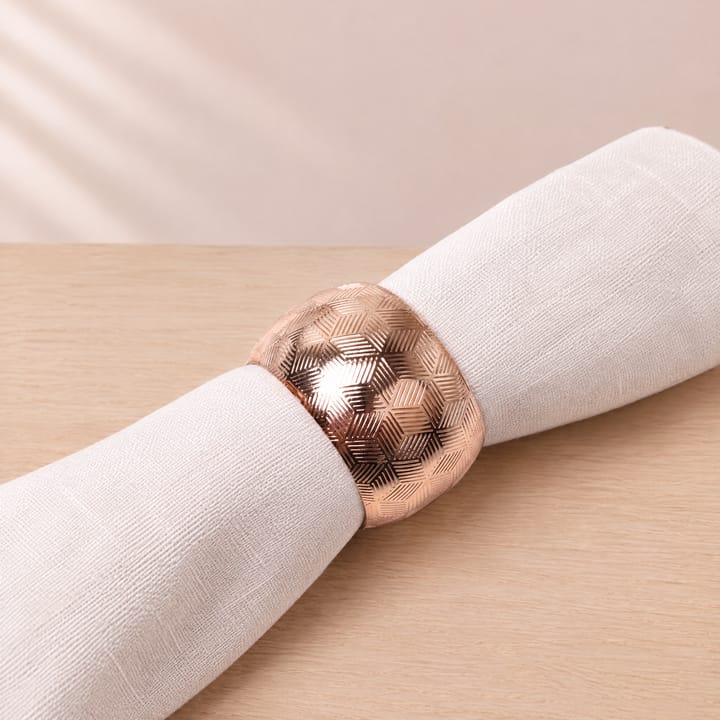 The Hammered Metal Napkin Ring, Rose gold smooth