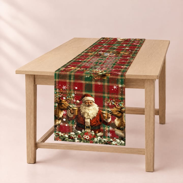 The Christmas Wreath Table Runner, Red plaid