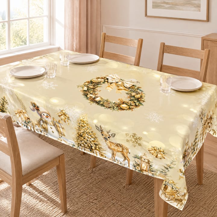 The Gold Wreath Christmas Tablecloth