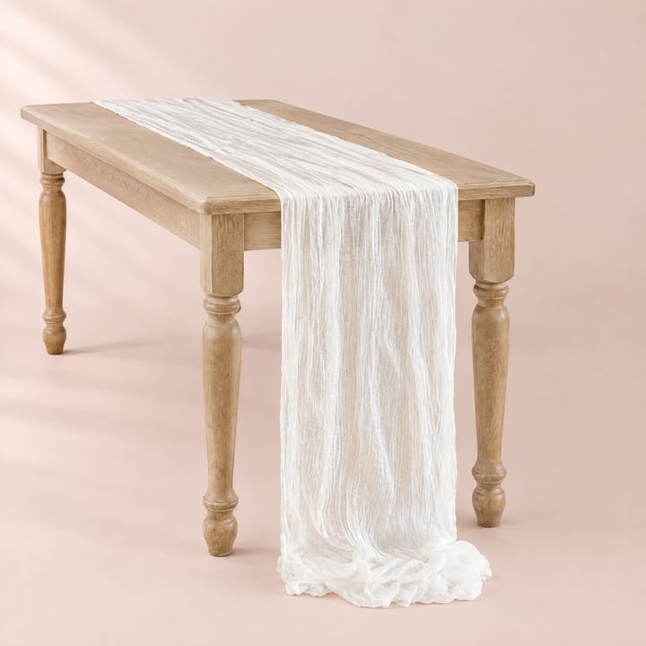 The Crinkled Gauze Table Runner, White