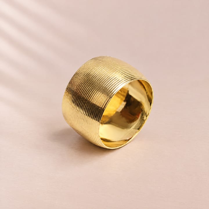 The Hammered Metal Napkin Ring, Gold vertical stripe