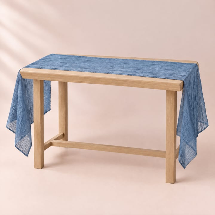 The Crinkled Cheesecloth Gauze Runner, Dusty blue