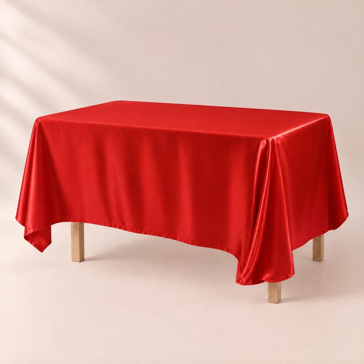 The Smooth Satin Rectangle Table Cover, Red