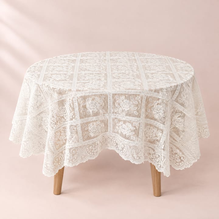 The Embroidered Lace Tablecloth, Beige