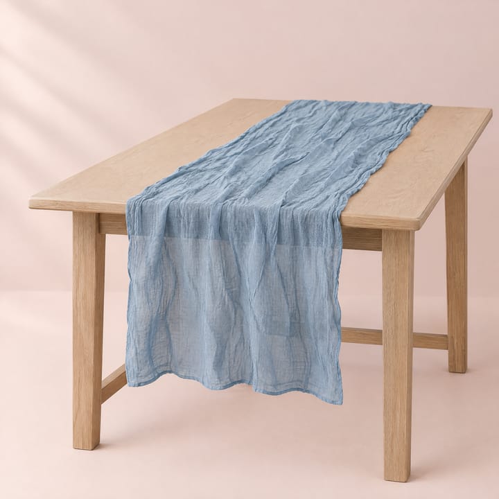 The Crinkled Gauze Table Runner, Gray blue