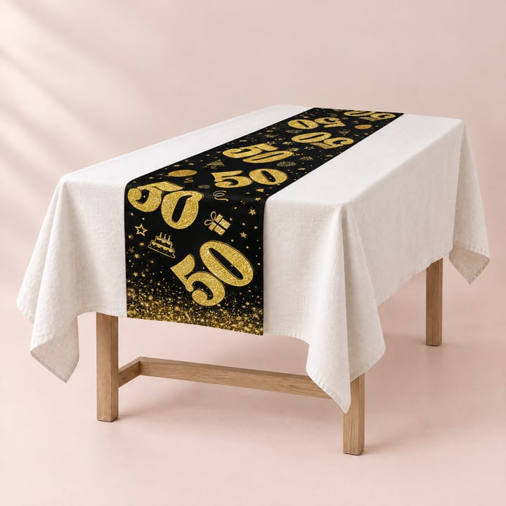 The Numbered Birthday Table Runner, Black gold 50