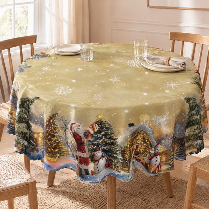 The Khaki Christmas Scene Tablecloth