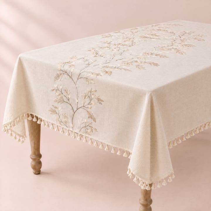 Embroidered vine running down the center of the table