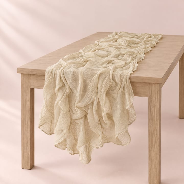 The Crinkled Gauze Table Runner, Beige