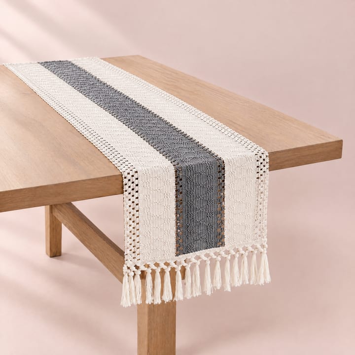 The Boho Macrame Table Runner, Gray