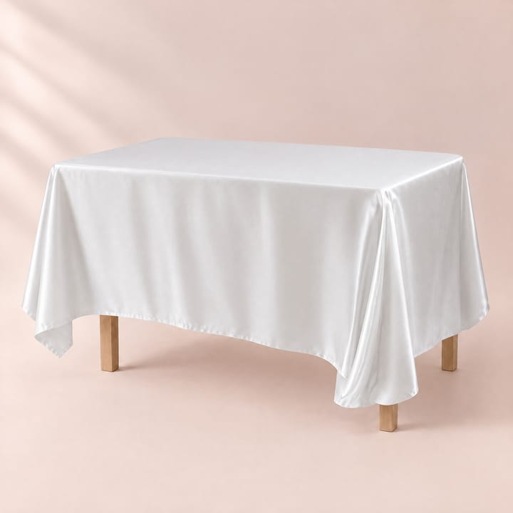 The Smooth Satin Rectangle Table Cover, Ivory