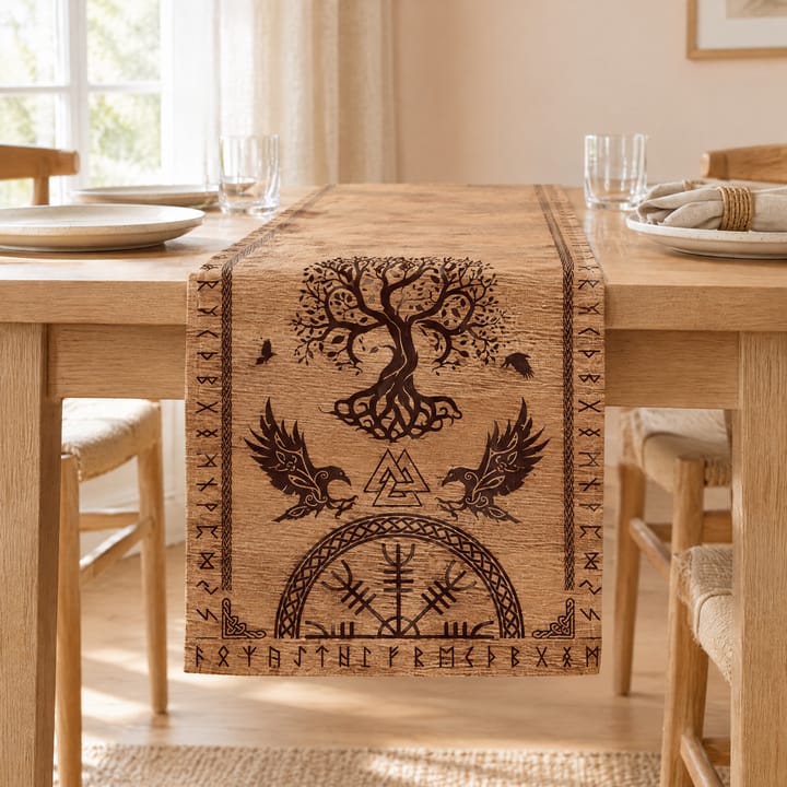 The Viking Raven Linen Table Runner