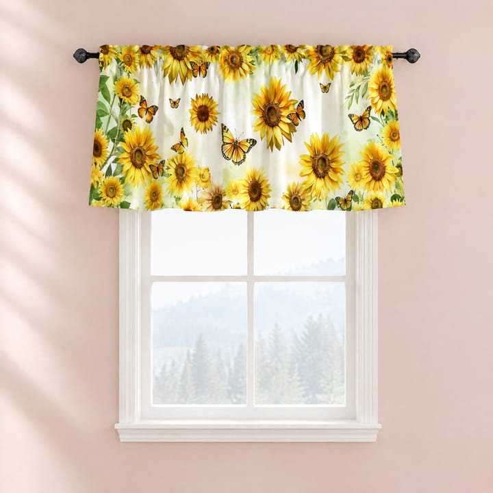 The Botanical Floral Print Valance, Pink and purple wildflowers