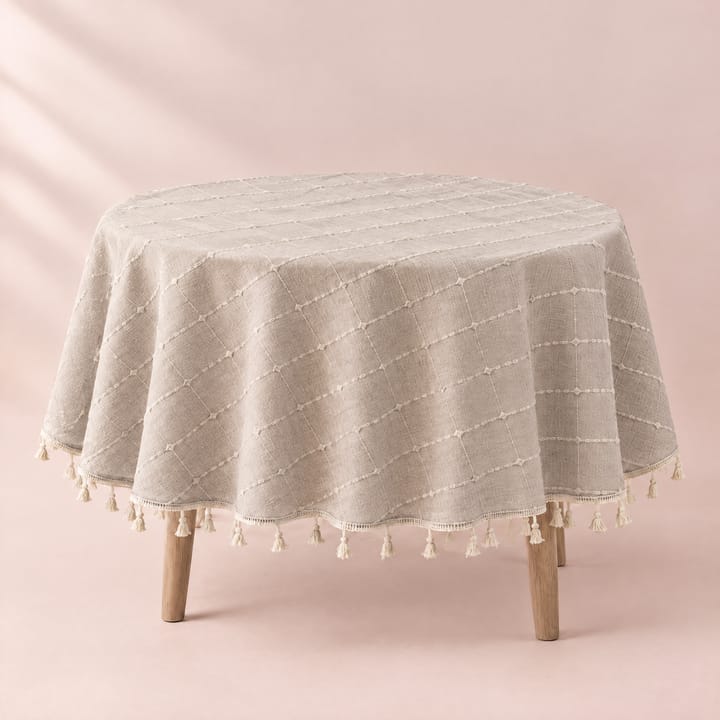 The Round Tassel Tablecloth, Oat grid