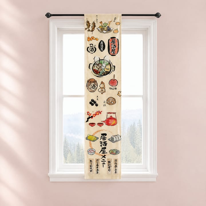 The Japanese Food Print Valance, Seafood and crab