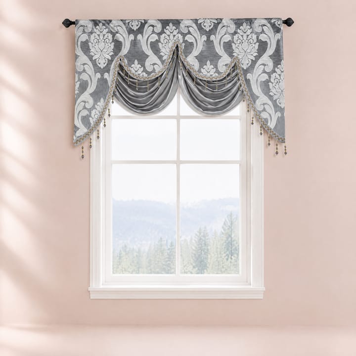 The Floral Jacquard Window Valance, Gray