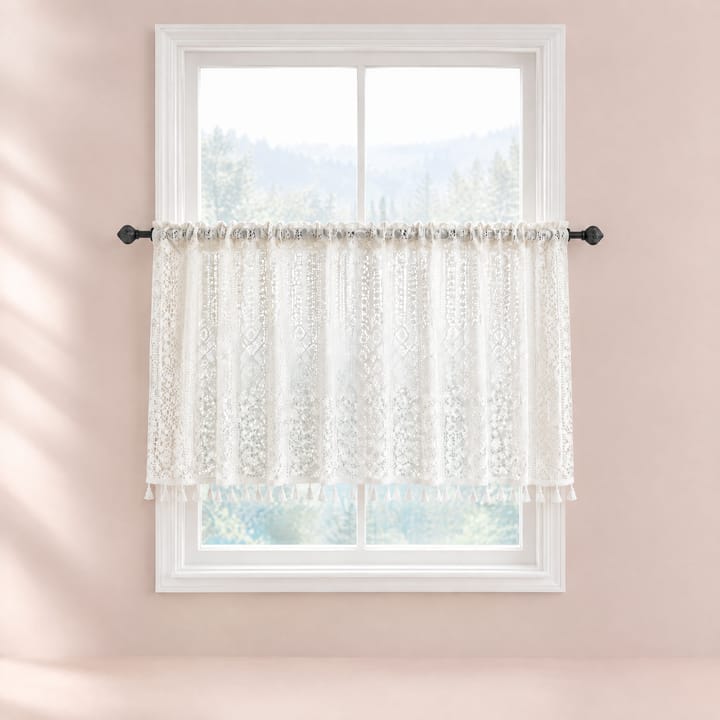 The Tassel Lace Cafe Curtain, White