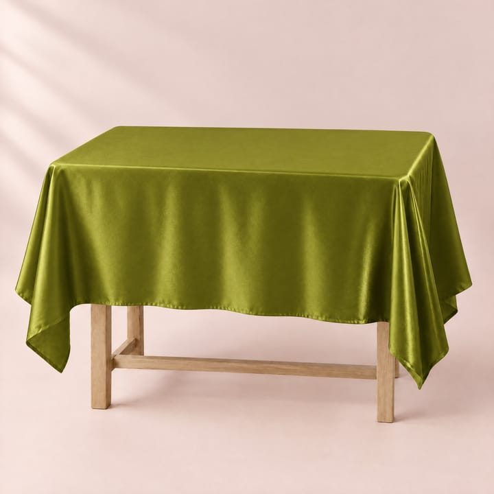 The Satin Rectangle Tablecloth, Olive green