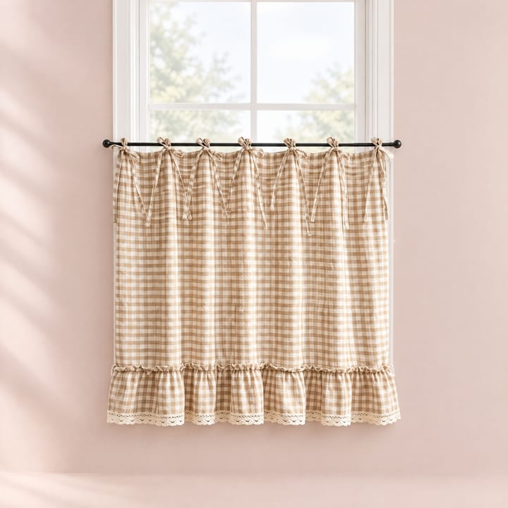 The Gingham Tie Top Cafe Curtain
