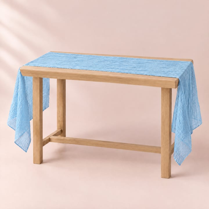 The Crinkled Cheesecloth Gauze Runner, Light blue